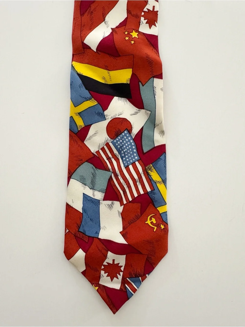 Vintage 90s International Flags Silk Tie